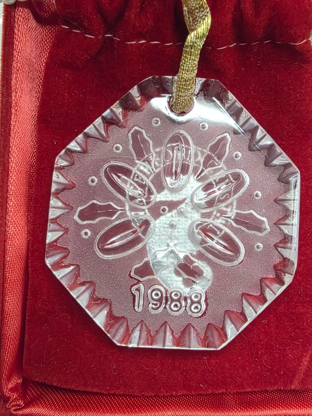 Vintage Waterford 1988 Five Golden Rings Days of Christmas Tree Ornament